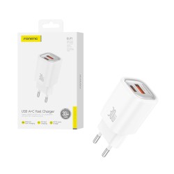 Adaptador Foneng EU71 2 Portas USB-A+Tipo-C PD30W Branco